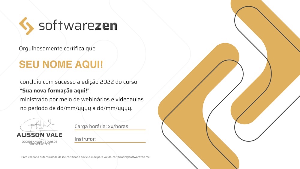 Exemplo de Certificado Software Zen